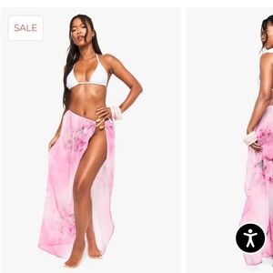 Boohoo Pink Floral Bikini Cover-Up